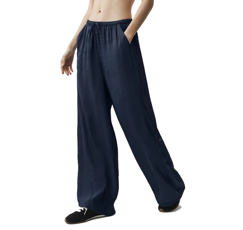 alo Women's Semi-Sheer Golden Hour High-Waist Straight Leg Pant Navy