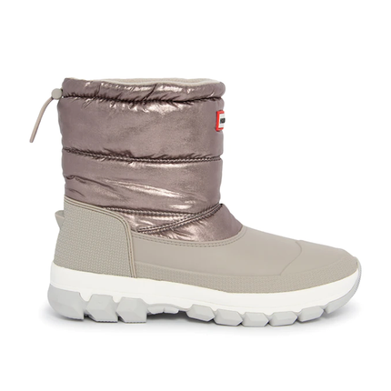 Hunter Women's Insulated Metallic Short Snow Boots Dark Silver/Hail Grey - Hızlı Kargo