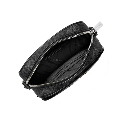 Michael Kors Women's Jet Set Travel Medium Logo Crossbody Bag Black/Silver