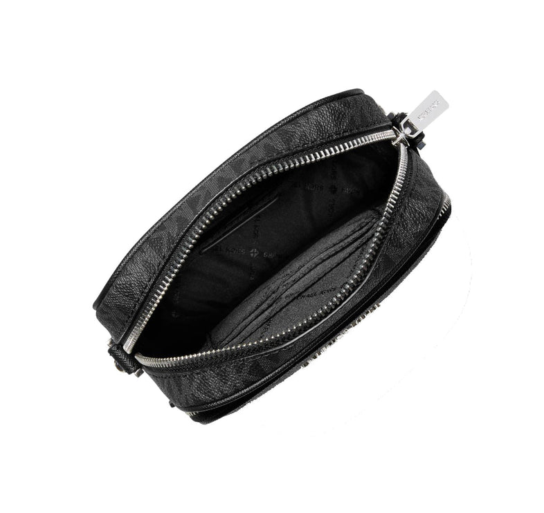 Michael Kors Women's Jet Set Travel Medium Logo Crossbody Bag Black/Silver