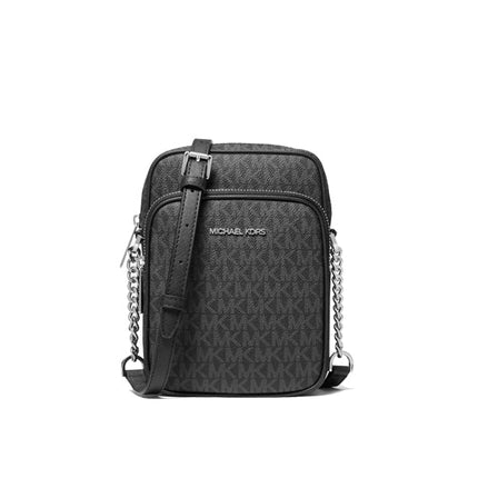 Michael Kors Women's Jet Set Travel Medium Logo Crossbody Bag Black/Silver