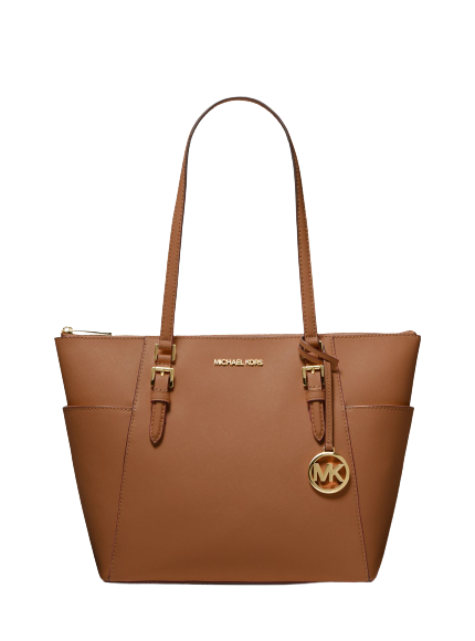 Michael Kors Women's Charlotte Large Saffiano Leather Top-Zip Tote Bag Luggage
