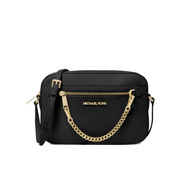 Michael Kors Women's Jet Set Large Saffiano Leather Crossbody Bag Gold/Black