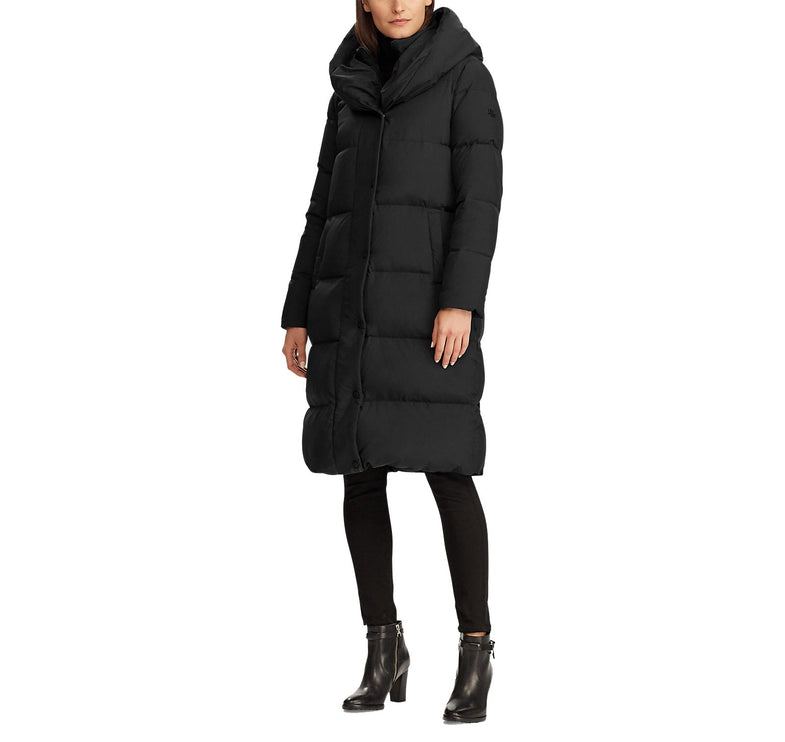 Polo Ralph Lauren Women's Oversize Collar Quilted Down Coat Black