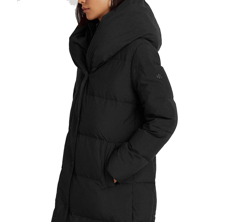 Polo Ralph Lauren Women's Oversize Collar Quilted Down Coat Black