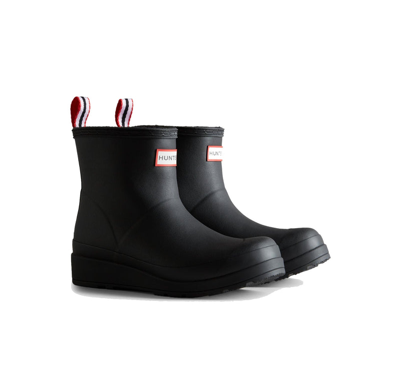 Hunter Women's Play Vegan Shearling Insulated Short Rain Boots Black