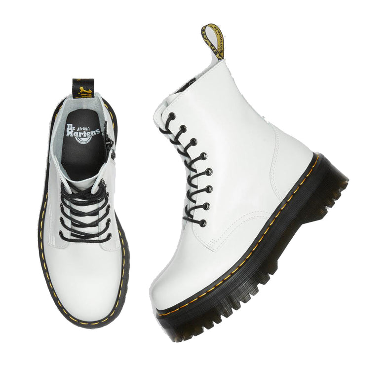 Dr. Martens Unisex Jadon Smooth Leather Platform Boots White