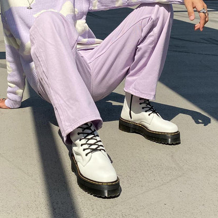 Dr. Martens Unisex Jadon Smooth Leather Platform Boots White