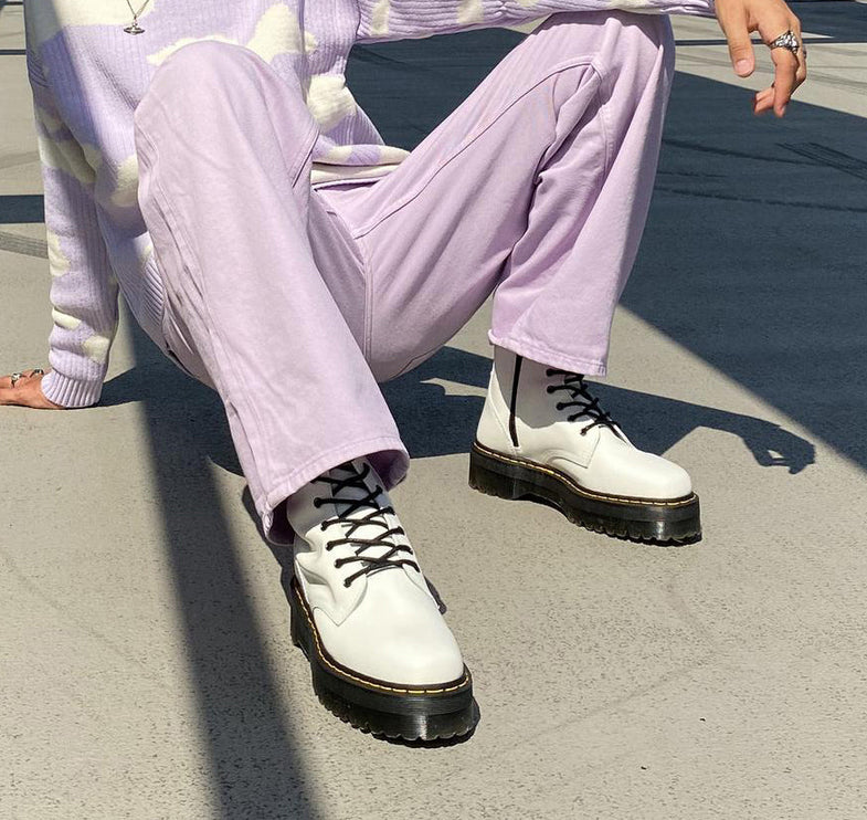 Dr. Martens Unisex Jadon Smooth Leather Platform Boots White