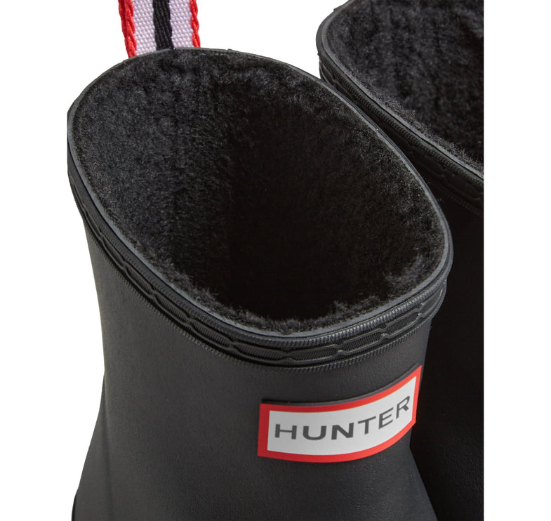Hunter Women's Play Vegan Shearling Insulated Short Rain Boots Black