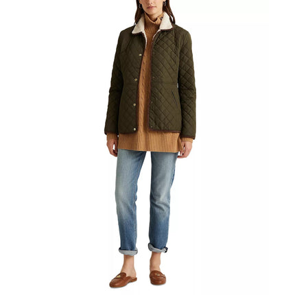 Ralph Lauren Women's Corduroy Trim Quilted Coat Litchfield