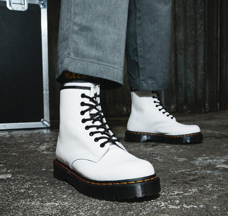 Dr. Martens Unisex Bex Smooth Leather Platform Boots White