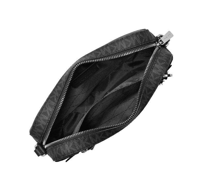 Michael Kors Women's Jet Set Large Logo Crossbody Bag Silver/Black