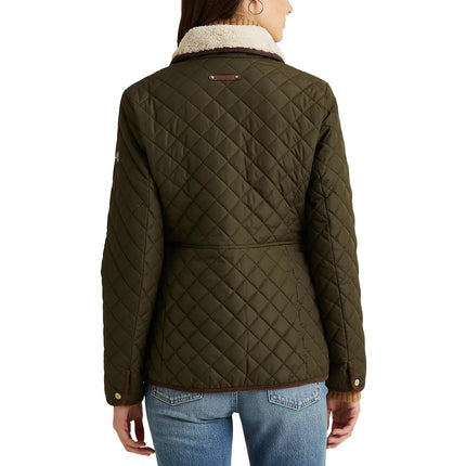 Ralph Lauren Women's Corduroy Trim Quilted Coat Litchfield