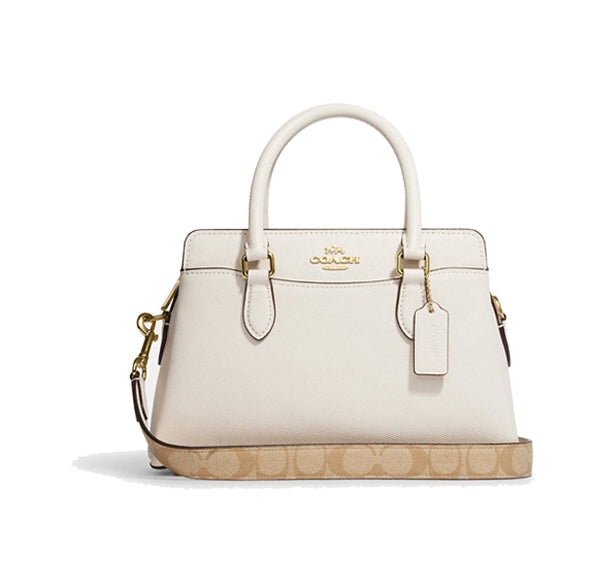Coach Women's Mini Darcie Carryall With Signature Canvas Detail Gold/Chalk