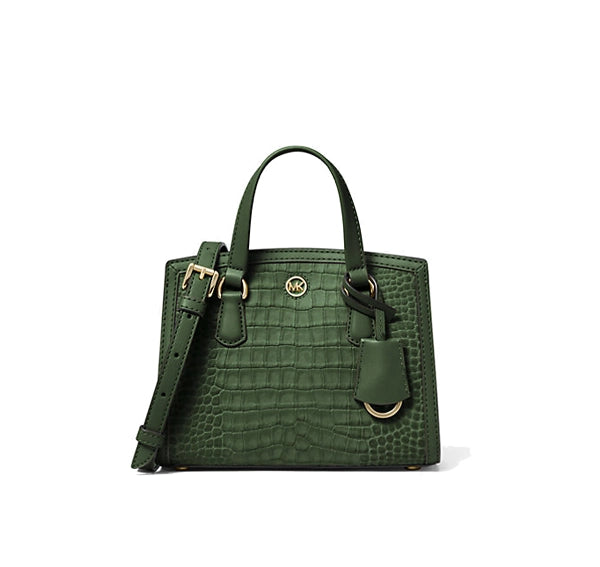 Michael Kors Women's Chantal Extra-Small Crocodile Embossed Leather Messenger Bag Amazon Green