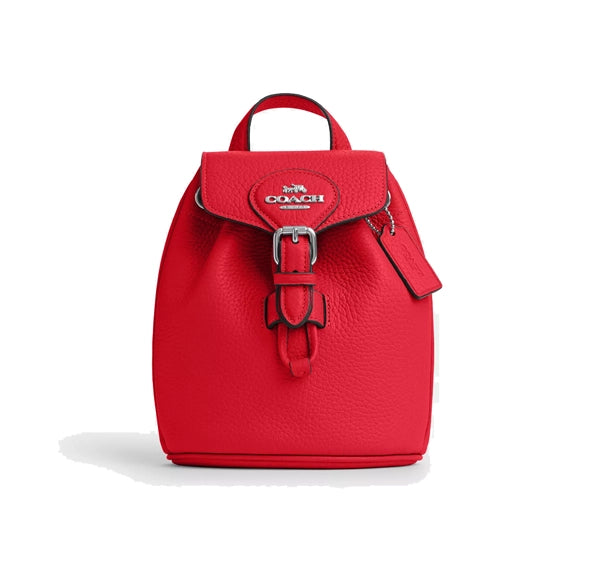 Coach Women's Amelia Convertible Backpack Silver/Bright Poppy