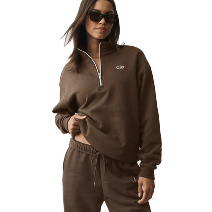 alo Women's Accolade 1/4 Zip Pullover Espresso