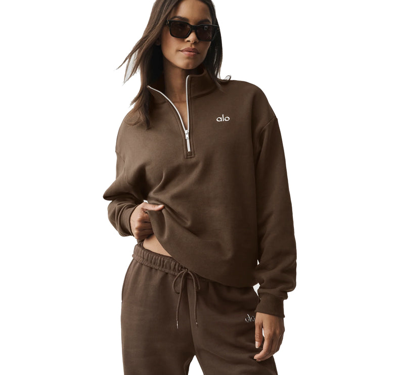 alo Women's Accolade 1/4 Zip Pullover Espresso