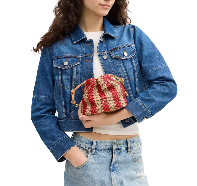 Coach Women's Faye Mini Drawstring Bag With Stripes Gold/Red/Tan