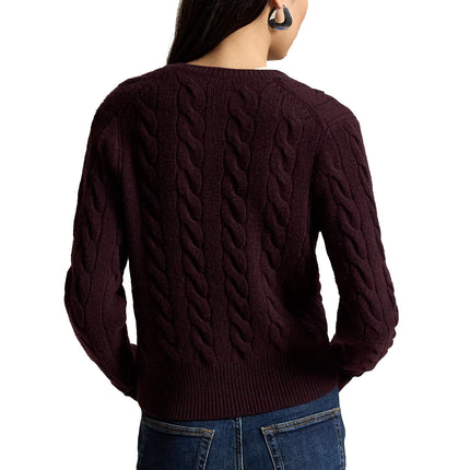 Polo Ralph Lauren Women's Cable-Knit Wool-Cashmere Cardigan Damson Melange
