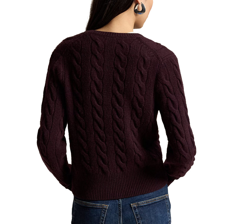Polo Ralph Lauren Women's Cable-Knit Wool-Cashmere Cardigan Damson Melange