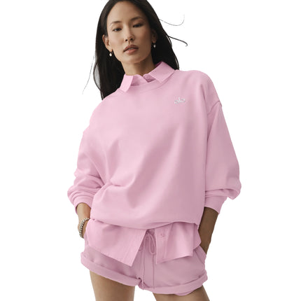 alo Women's Accolade Crew Neck Pullover Pink Marshmallow