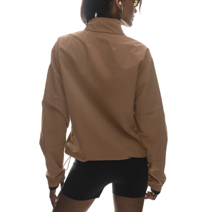 alo Women's Light Weight Takeaway Track Pullover Java Brown