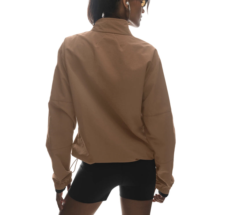alo Women's Light Weight Takeaway Track Pullover Java Brown