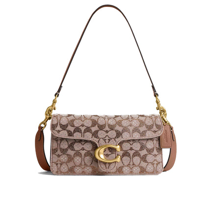 Coach Women's Tabby Shoulder Bag 26 In Crystal Signature Jacquard Brass/Mushroom