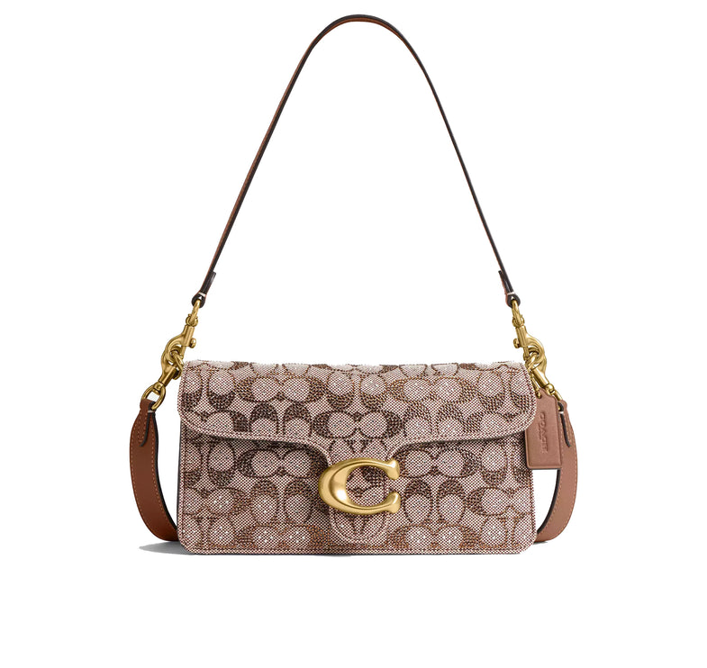 Coach Women's Tabby Shoulder Bag 26 In Crystal Signature Jacquard Brass/Mushroom