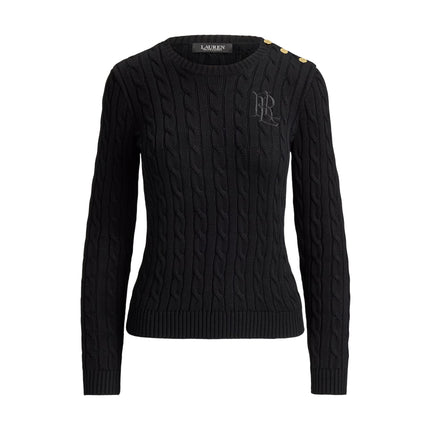 Polo Ralph Lauren Women's Button-Trim Cable-Knit Sweater Black