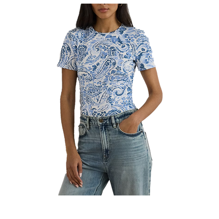 Polo Ralph Lauren Women's Paisley Stretch Cotton Crewneck Tee White/Blue