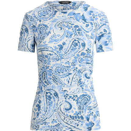 Polo Ralph Lauren Women's Paisley Stretch Cotton Crewneck Tee White/Blue