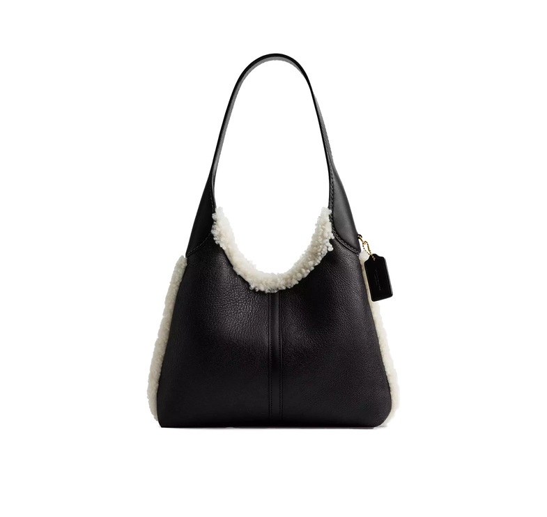 Coach Women's Brooklyn Shoulder Bag 28 In Shearling Brass/Black Natural