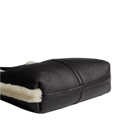 Coach Women's Brooklyn Shoulder Bag 28 In Shearling Brass/Black Natural