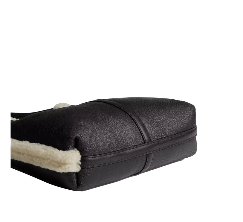 Coach Women's Brooklyn Shoulder Bag 28 In Shearling Brass/Black Natural