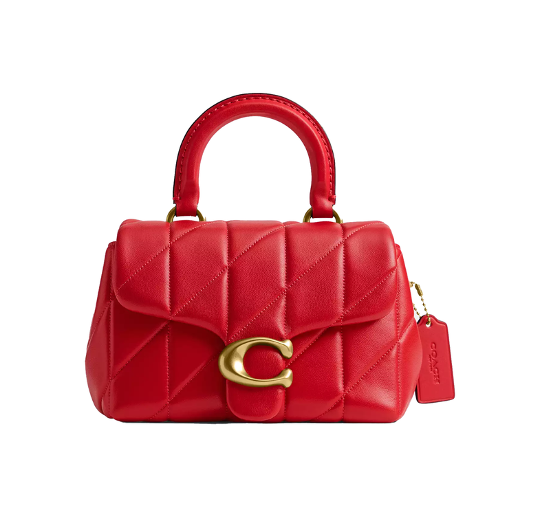 Coach Women's Tabby Top Handle Bag With Quilting Brass/Candy Apple
