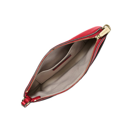 Michael Kors Women's Jet Set Medium Pebbled Leather Wristlet Crimson/Gold