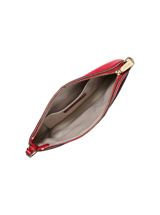 Michael Kors Women's Jet Set Medium Pebbled Leather Wristlet Crimson/Gold