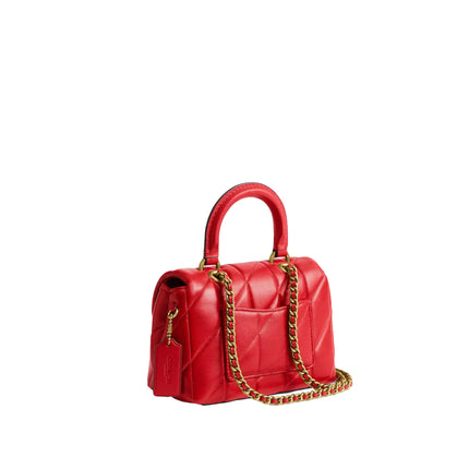 Coach Women's Tabby Top Handle Bag With Quilting Brass/Candy Apple