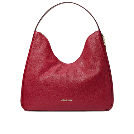 Michael Kors Women's Nayla Medium Pebbled Leather Shoulder Bag Cherry/Gold