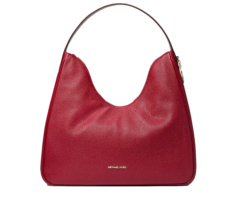 Michael Kors Women's Nayla Medium Pebbled Leather Shoulder Bag Cherry/Gold