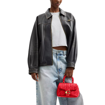 Coach Women's Tabby Top Handle Bag With Quilting Brass/Candy Apple