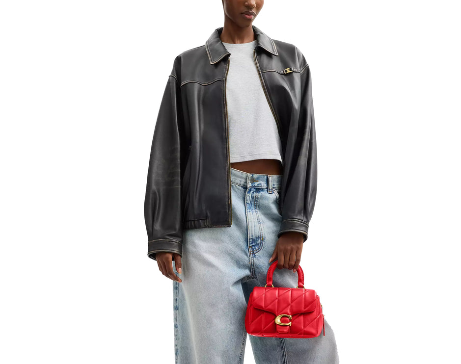 Coach Women's Tabby Top Handle Bag With Quilting Brass/Candy Apple