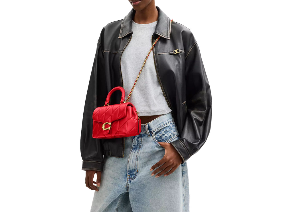 Coach Women's Tabby Top Handle Bag With Quilting Brass/Candy Apple