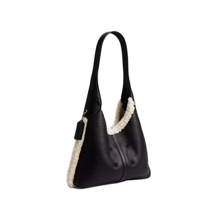 Coach Women's Brooklyn Shoulder Bag 28 In Shearling Brass/Black Natural