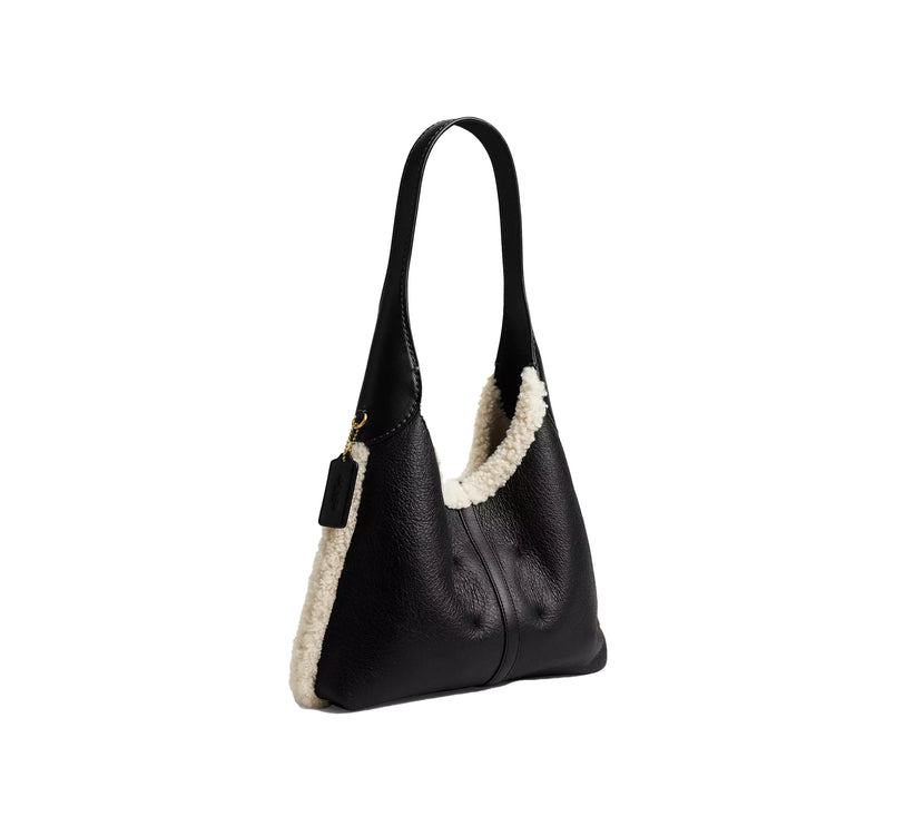 Coach Women's Brooklyn Shoulder Bag 28 In Shearling Brass/Black Natural