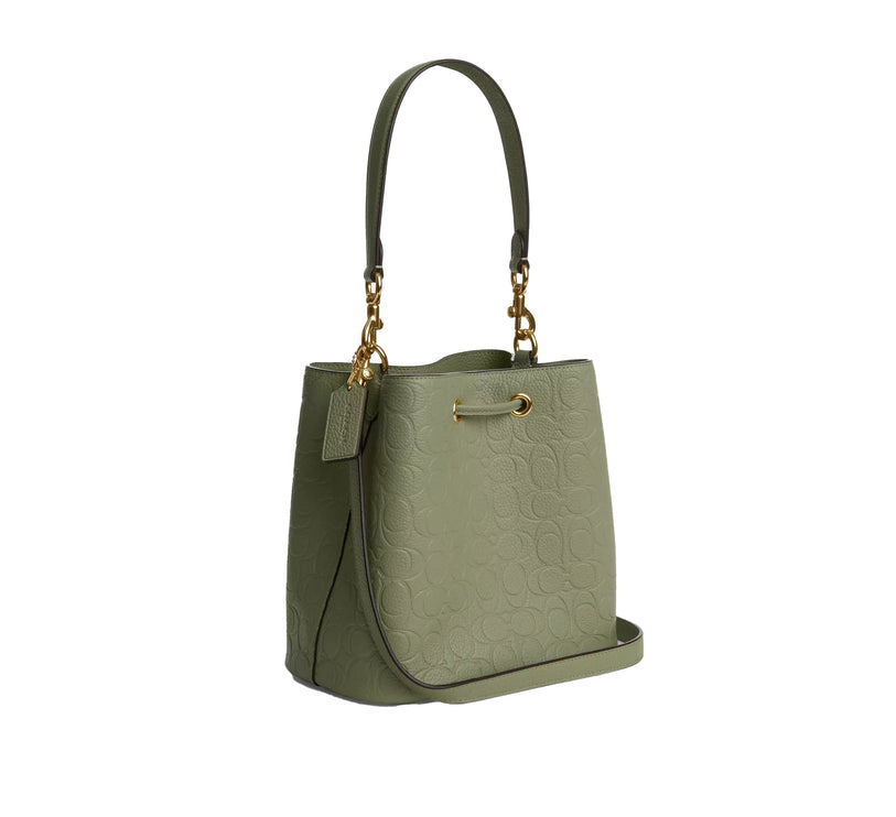 Coach Women's Rowan Bucket Bag In Signature Leather Gold/Pistachio