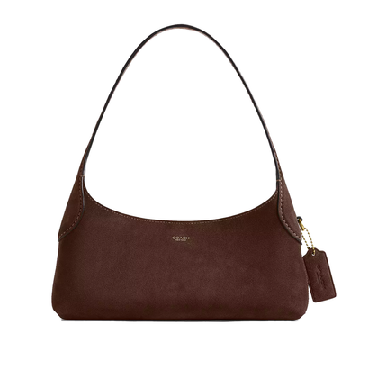 Coach Women's Brooklyn Shoulder Bag 26 Suede/Brass/Dark Chocolate